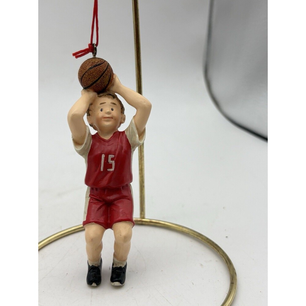 Basketball Player Christmas Ornament Boy Shooting Ball Red Jersey Sports
